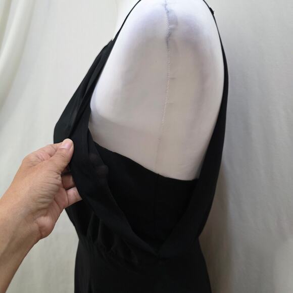 Lulus Sheer Chiffon Sweetheart Neckline Halter Formal Black Cocktail Dress, Lg - Picture 3 of 8